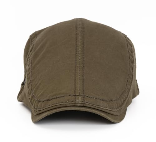 Quanhaigou Unisex Denim Newsboy Hats Flat Ivy Gatsby Cabbie Driving Berets Hat Cotton Dad Cap for Men Women - color: Army Green