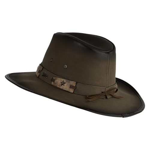 e4Hats.com UPF 50+ Australian Outback Faux Leather Hat - color: Texas Longhorn B, size: Medium