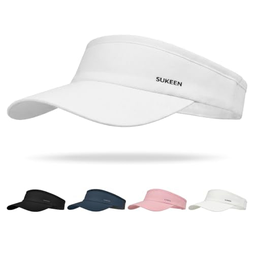 Sukeen Stretchy Sport Sun Visor Hat for Women Men Moisture-Wicking Foldable - color: White