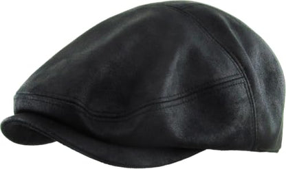 KBETHOS Leather Ascot Made in USA Ivy Collection Classic Newsboy Caps - color: (C) Faux Leather - Black, size: Small-Medium