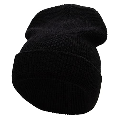 Waffle Knit Cuff Beanie - color: Black
