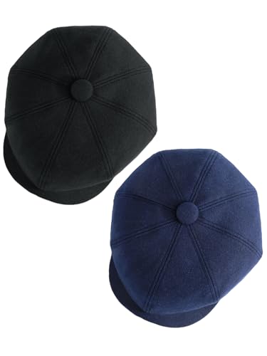 Senker Fashion 2 Pieces Newsboy Cap for Men - color: Black Blue