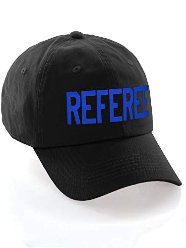 Classic Referee Hat Premium Cotton Low Profile Unstructured Adjustable Strapback - color: Black Royal