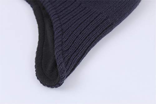 Connectyle Men's Knit Winter Hat with Ear Flaps Fleece Lined Beanie Warm Knitted Skull Cap Beanies Watch Hat - color: Navy