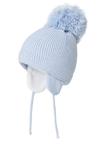 Baby Toddler Beanie Earflap Winter Hat Fleece Lined Knit Cap Girls Boy - color: Blue, size: 2-5T