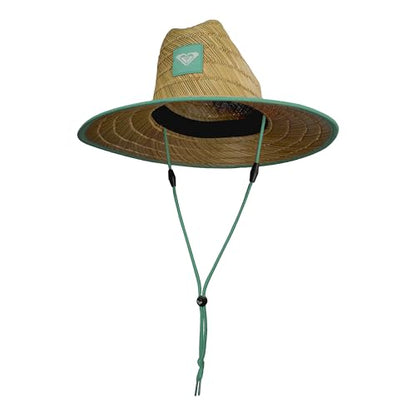 Roxy Girls' Tomboy Woven Straw Hat | Wide Brim | Adjustable | Sun Protection | Beach | Vacation | Natural - color: Wasabi