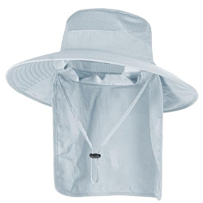 ZOORON Sun Hats for Men Women with Neck Flap Fishing UPF 50+ UV Protection - color: Light Grey