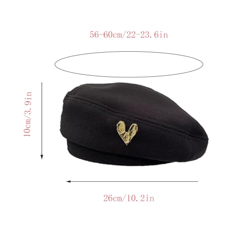 CHIC DIARY French Cotton Beret Hat for Women Adjustable Winter Beret Cap - color: #2 Black - One Size