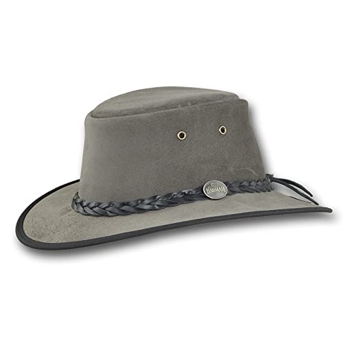 Barmah Hats Foldaway Cattle Suede Leather Hat - Item 1061 - color: Grey, size: Medium