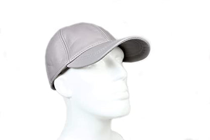 Genuine Leather Unisex Baseball Cap - color: Gray