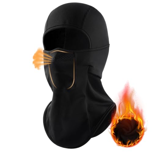 Ski Mask Balalclava Windproof Face Mask Warm Fleece Neck Cover for Cold Weather Helmet Hood for Men & Women - color: A01-black