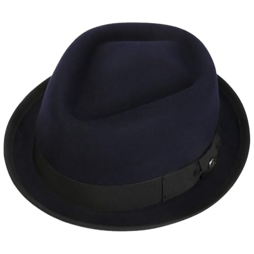 Lierys Diamond Crown Pork Pie Hat Women/Men | - color: Blue, size: 7 1/2-7 5/8