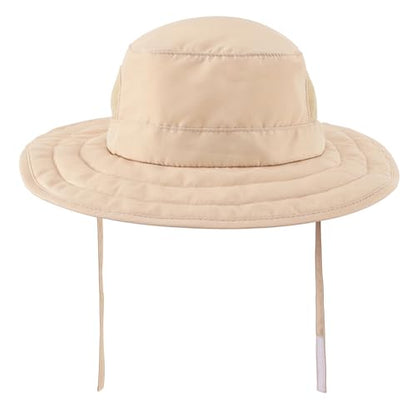 Connectyle Kids Sun Hat for Boys Girls Wide Brim Bucket Hat UPF 50+ Sun Protection Hat Breathable Summer Beach Hat - color: Khaki