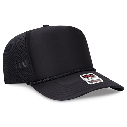 OTTO Cap 5 Panel High Crown Air Mesh Back Trucker Hat | Bulk Packs - color: 003 - Black