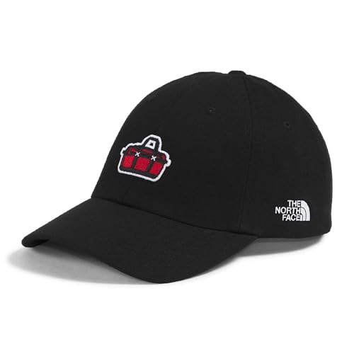 The North Face Norm Baseball Hat | Shallow Fit Ball Cap with Embroidered Logo, Adjustable Strap Closure & Silver Buckle - color: Tnf Black/Base Camp Patch