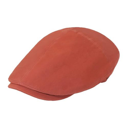 ZLYC Men Cotton Flat Cap Summer Scally Newsboy Beret Driver Hat - color: Solid Orange