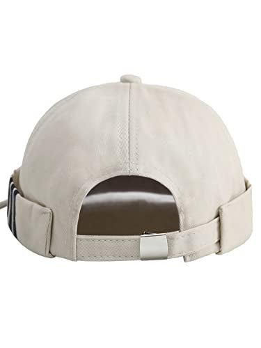 Dome Brimless Docker Cap Sailor Beanie Cap Visorless Hat for Men & Women - color: Beige