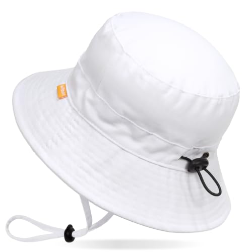 WILLPORT Kids Sun Hat,Adjustable Cotton Toddler Bucket Hat,0-6Y - color: White, size: 0-24 Months