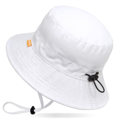 WILLPORT Kids Sun Hat,Adjustable Cotton Toddler Bucket Hat,0-6Y - color: White, size: 0-24 Months