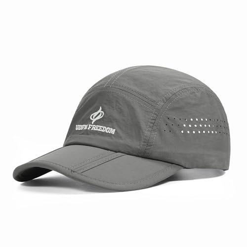 Clakllie Quick Dry 5 Panel Cap for Men Summer Folding Outdoor Hat Breathable Baseball Cap Unstructured Running Hiking Hats - color: Bs26zd01-mediumgray