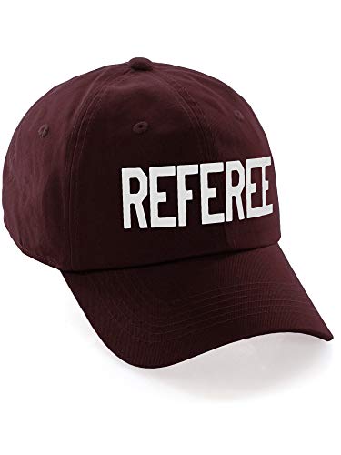 Classic Referee Hat Premium Cotton Low Profile Unstructured Adjustable Strapback - color: Burgundy White