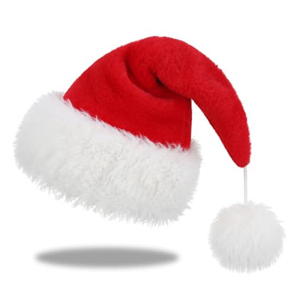 Personalized Santa Hat for Adults, Super Soft Plush Holiday Christmas Hat, Xmas New Year Party Headwear - color: Plush-red