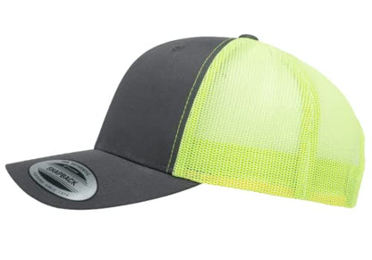 L2K Classics Plain Trucker Mesh Cap Baseball Cap - Mens Hats Trucker Hats for Men - color: Charcoal/Neon Yellow