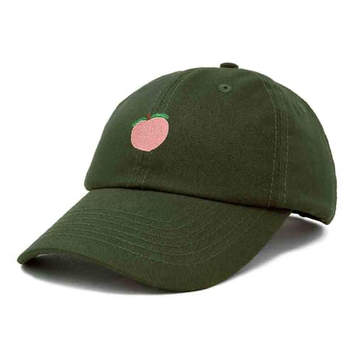 DALIX Peach Embroidered Dad Cap Cotton Baseball Hat Women - color: Olive