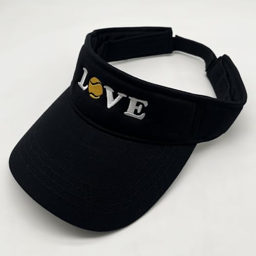 Embroidered Pickleball Visor Men Women,Gifts for Pickleball Lovers - color: Black, style: Love Tennis