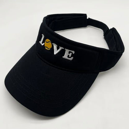 Embroidered Pickleball Visor Men Women,Gifts for Pickleball Lovers - color: Black, style: Love Tennis
