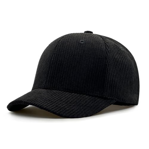 1.97'' Short Brim Stretch Fitted Baseball Caps Corduroy Structured Cap for Men and Women Curved Brim Trucker Hat K412 - color: Black