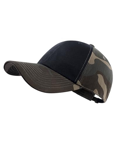 GADIEMKENSD Unstructured Baseball Cap Adjustable, Running Hat for Men Women, Cotton Dad Hat Plain for Outdoors Activities - color: Camo Brown/Black