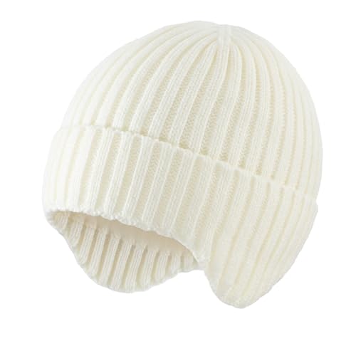 Home Prefer Baby Winter Hats for Boys Girls Kids Toddler Beanie with Earflaps Fleece Lined Knitted Beanie for Cold Weather - color: Beige, size: 1-3T