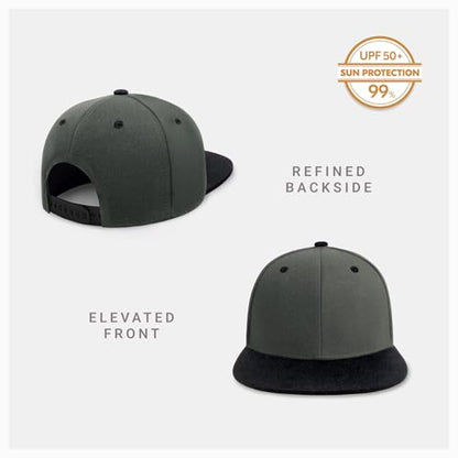 CHOK.LIDS Classic Snapback Flat Bill Hat Blank Adjustable Baseball Cap - color: Charcoal/Black