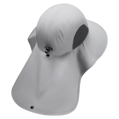 UPF 50+ Foldable Sun Hats Wide Brim with Large Neck Flap for Men Women UV Protection Gardening Fishing Beach Hat - color: Pack of 2, Beige & Light Grey