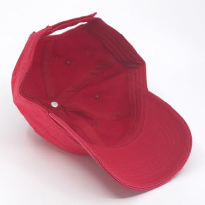 Classic Blank Dad Hat Cotton Adjustable Strap Baseball Cap - color: Red