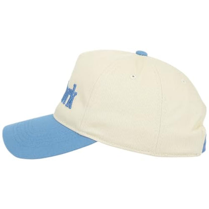 E BY ELIDAN New York Trucker Snapback Hat 3D Embroidered Baseball Cap - color: Cream Denim