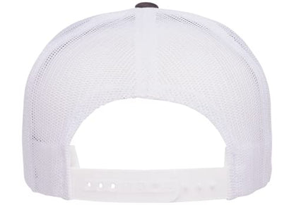 Yupoong 5-Panel YP Classic Trucker Cap | High Profile Flat Visor Snapback - color: Charcoal/White