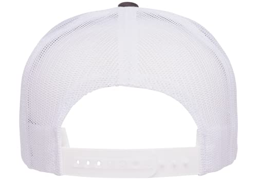 Yupoong 5-Panel YP Classic Trucker Cap | High Profile Flat Visor Snapback - color: Charcoal/White