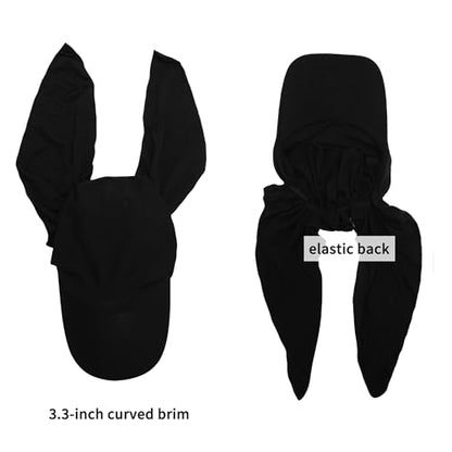 ZLYC Chemo Headwear for Women Brim Visor Head Scarf Pre Tied Headwraps Lightweight Skull Cap - color: Solid Black