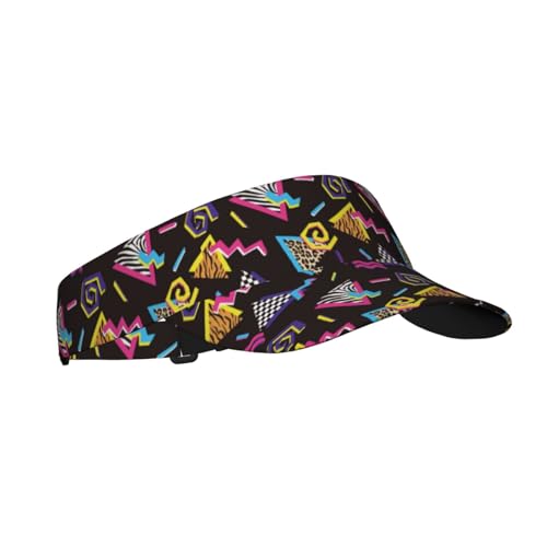 Sports Sun Visor Hats Adjustable Men Women Lightweight Packable Cooling Empty Top Visor Hat for Running, Tennis, Golf - color: Retro Fashion 80s 90s, size: 1-2