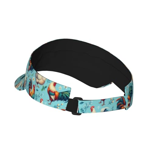 Unisex Adjustable Sports Sun Visor - color: Floral Chicken Rooster