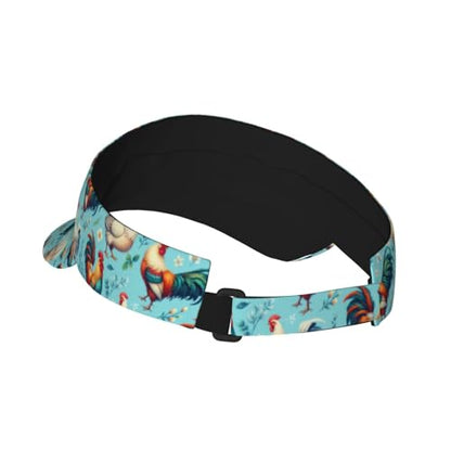 Unisex Adjustable Sports Sun Visor - color: Floral Chicken Rooster