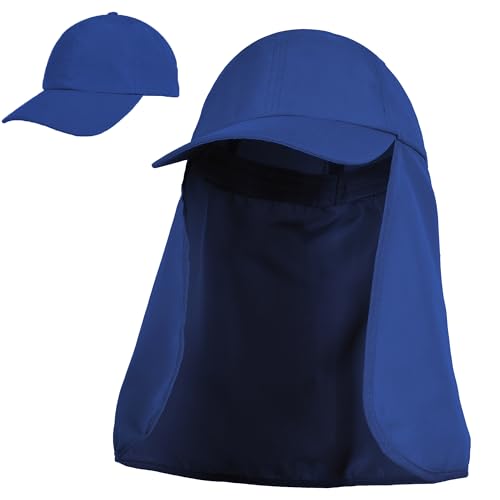 Tirrinia Wide Brim Sun Hat with Neck Flap for Men & Women - color: Navy