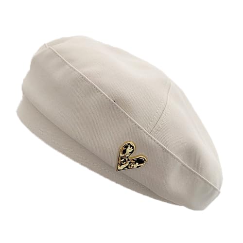 CHIC DIARY French Cotton Beret Hat for Women Adjustable Winter Beret Cap - color: Beige - One Size