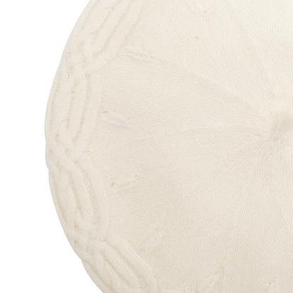 ZLYC Women French Beret Hat Reversible Solid Color Knit Warm Artist Cap - color: Cable Knit White