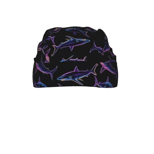 Adjustable Cycling Cap, Quick Dry Sports Bandana Skull Cap Helmet Liner - color: Neon Shark