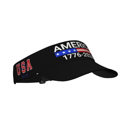 United States 250th Anniversary Hat USA Est 1776 America Patriotic Visor Cap Adjustable Sun Hat for Women Men Sports Beach - color: Black6