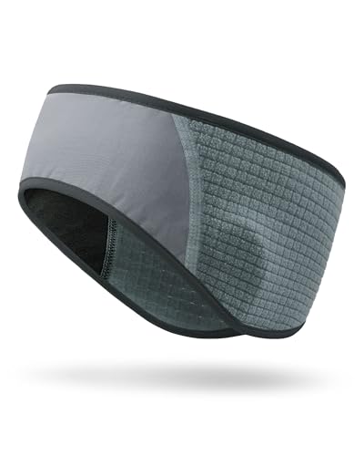Winter Sport Headband Ear Warmer - Windproof Forehead & Breathable Fleece Headband for Skiing, Running, Cycling - color: Grey