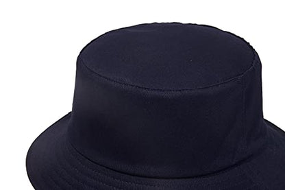 Quanhaigou Bucket Hats Unisex Summer Travel Beach Fisherman Cap for Men Women Teens - color: Plain Navy Blue Black